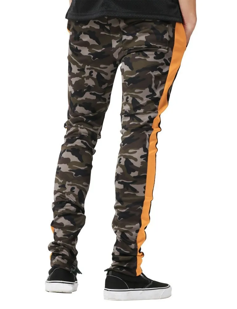 Camo joggers with orange stripe online