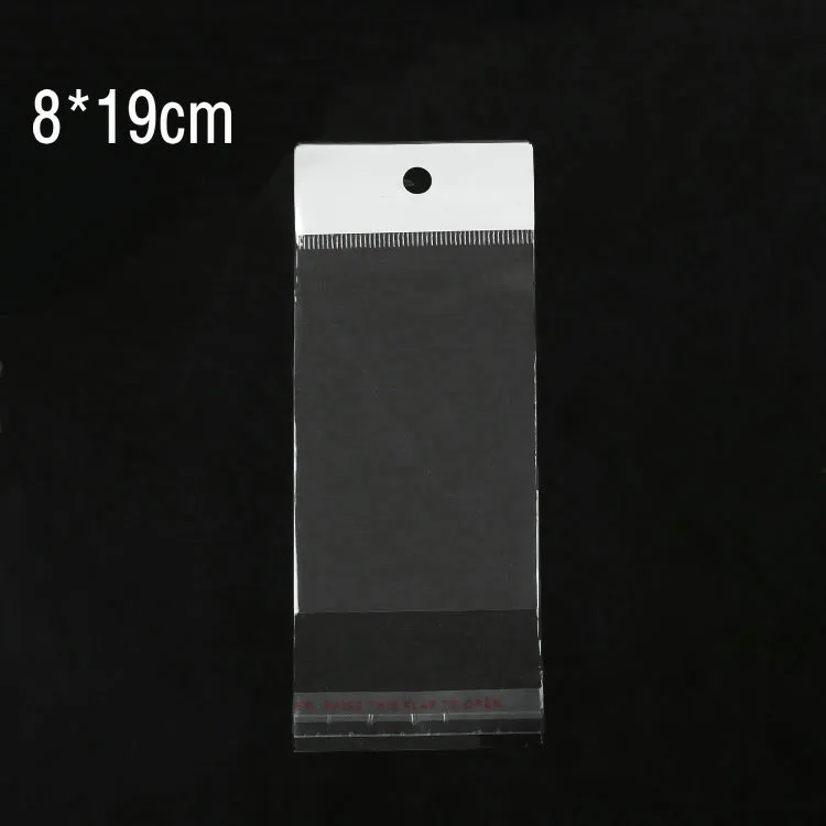 200ピース8 * 19cmクリアプラスチックホワイト小売パッケージジュエリーポリPPバッグ、iPhone 4 4​​Sケースカバー電子包装バッグハングホール