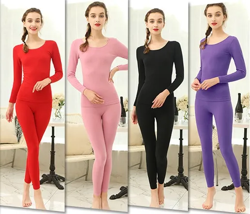 New Women's Thermal Underwear Set Traceless Double-Sided Fleece