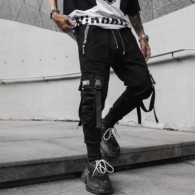 Mannelijke streetwear hiphop punk lading pant high street broek mannen mode casual harem pant jogger jogger joggers