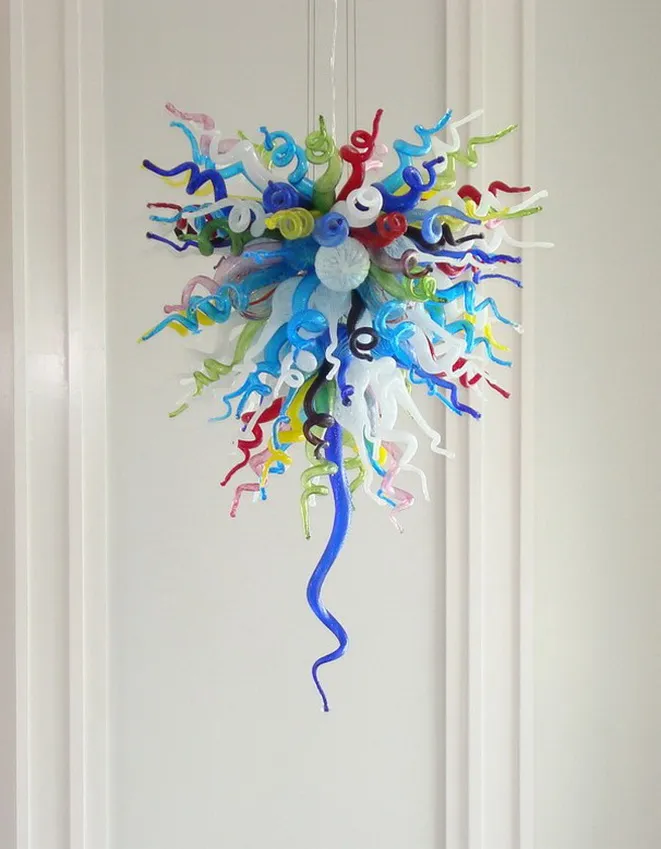 Snabb leverans Modern hängande lampor Chihuly stil handblåst glas konst ljuskrona belysning restaurang hotellljus