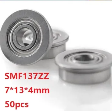 50pcs/lot SMF137ZZ S MF137ZZ ABEC-5 7x13x4mm Flange Deep Groove Ball bearing shielded 7*13*4mm MF137 ZZ Z