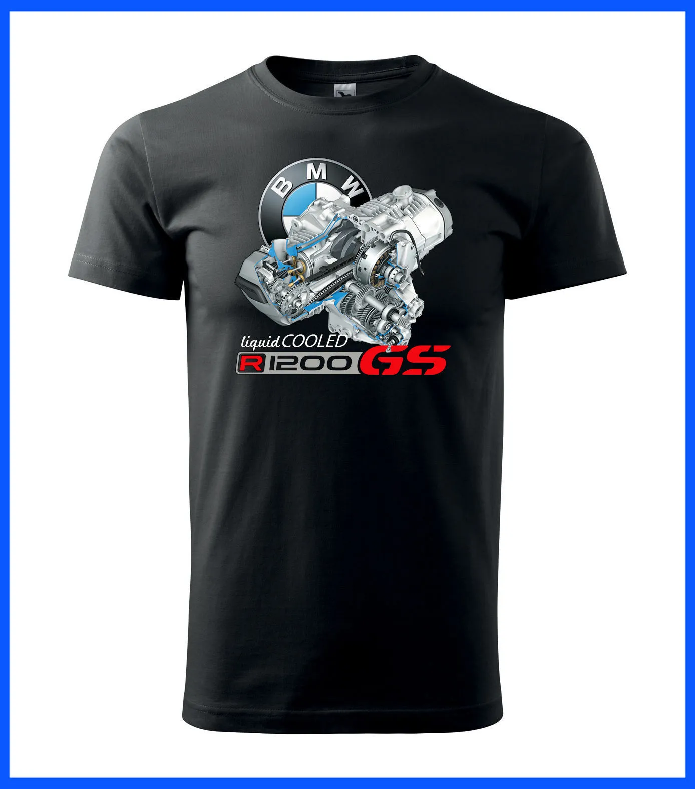 Fashion-New Support Dropship R1200GS Flytande Kyld Motor Fan Kult Biker Mäns T-shirt Anpassad Kortärmad Stor Storlek Familj T