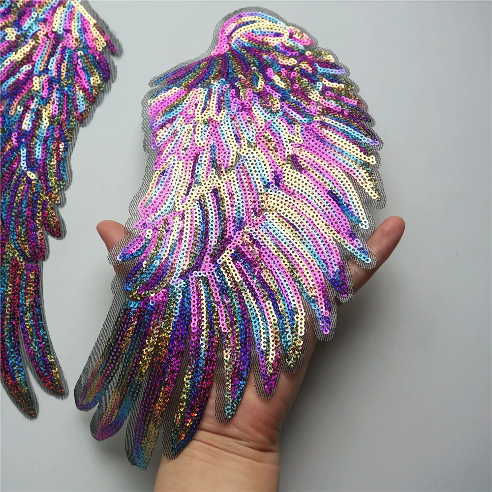  EYHLKM 2 parches de plumas de arco iris con lentejuelas para  coser en planchar, insignias bordadas para ropa, apliques de bricolaje,  decoración de manualidades : Arte y Manualidades