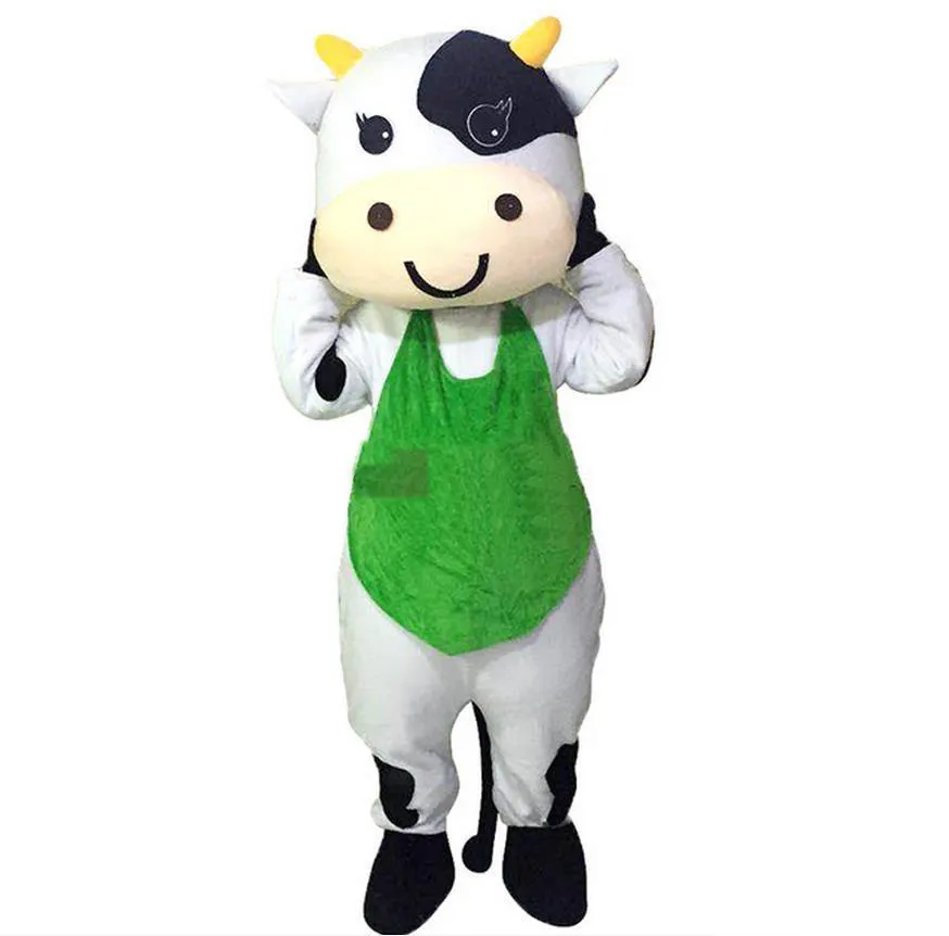 2019 costumi della mascotte della mucca da latte calda di alta qualità del vestito operato Foto reale Spedizione gratuita