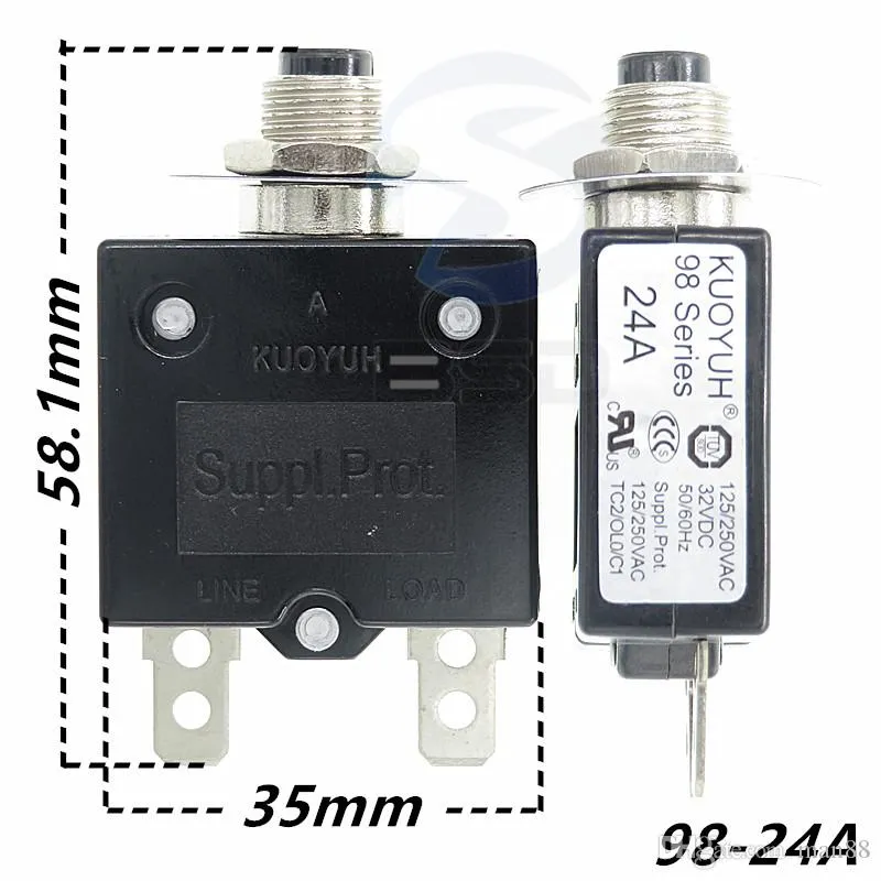 Stroomonderbrekers Taiwan Kuoyuh 98 Series-24a Overcurrent Protector Overload Switch