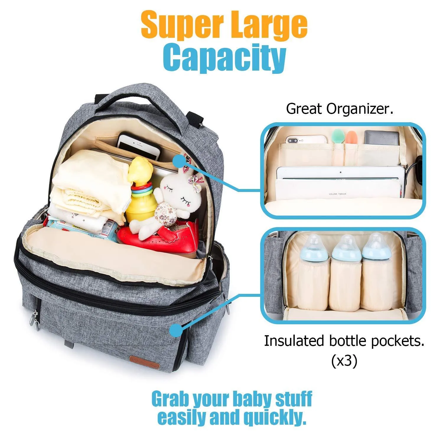 Mommy daddy business casual Diaper Bags with USB stroller strap bottle bag multi function large capacity mother backpack M087
