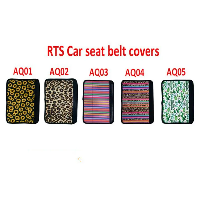 Neopreen Auto Seat Riem Cover Gordel Mouwen Zonnebloem Leopard Cactus Auto Veiligheid Seat Belt Pad Cover Riem Strap Schouder Pad