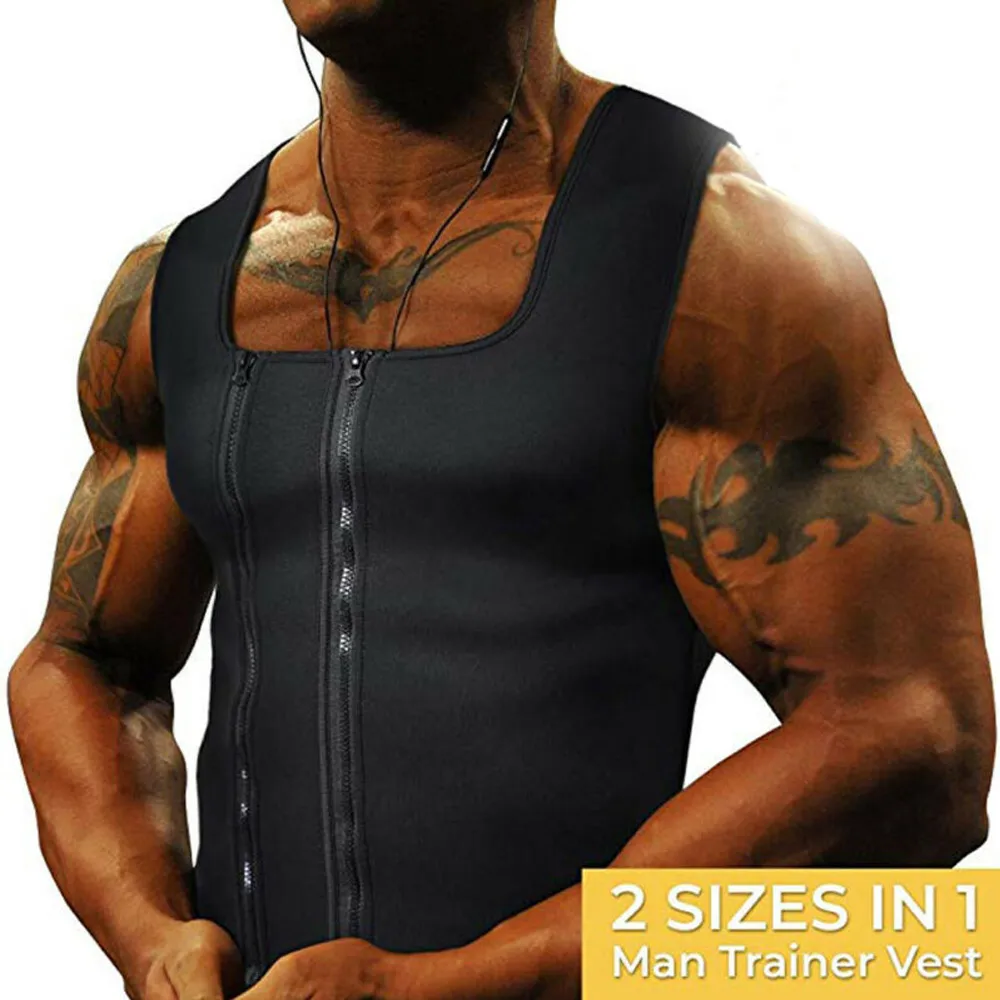 Heren Afslanken Neopreen Vest Sweat Shirt Body Shaper Taille Trainer Shapewear