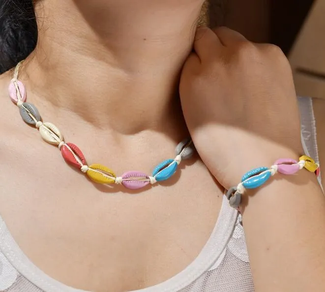 colorful summer bracelet jewelry women fashion shell choker gift trendy girls shell necklace GB1196