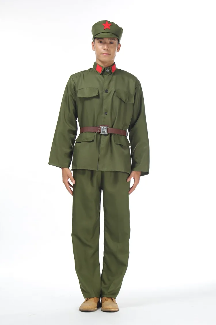 Noord-Koreaanse soldaten passen bij toneelvoorstelling nostalgie Kostuum Rode Garde Kleding Amerika Vietnamoorlog China Luchtmacht Oud legeruniform