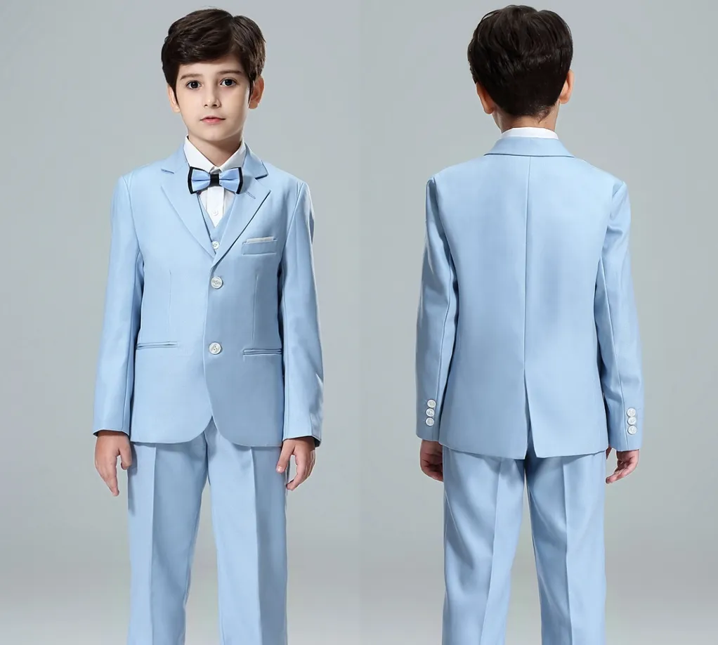 Ragazzo Blazer Abiti Flower Girl Abiti da sposa Taglia 2T-14T Ragazzo Grigio Abiti formali Abbigliamento per ragazzi Set Costume classico formale per bambini