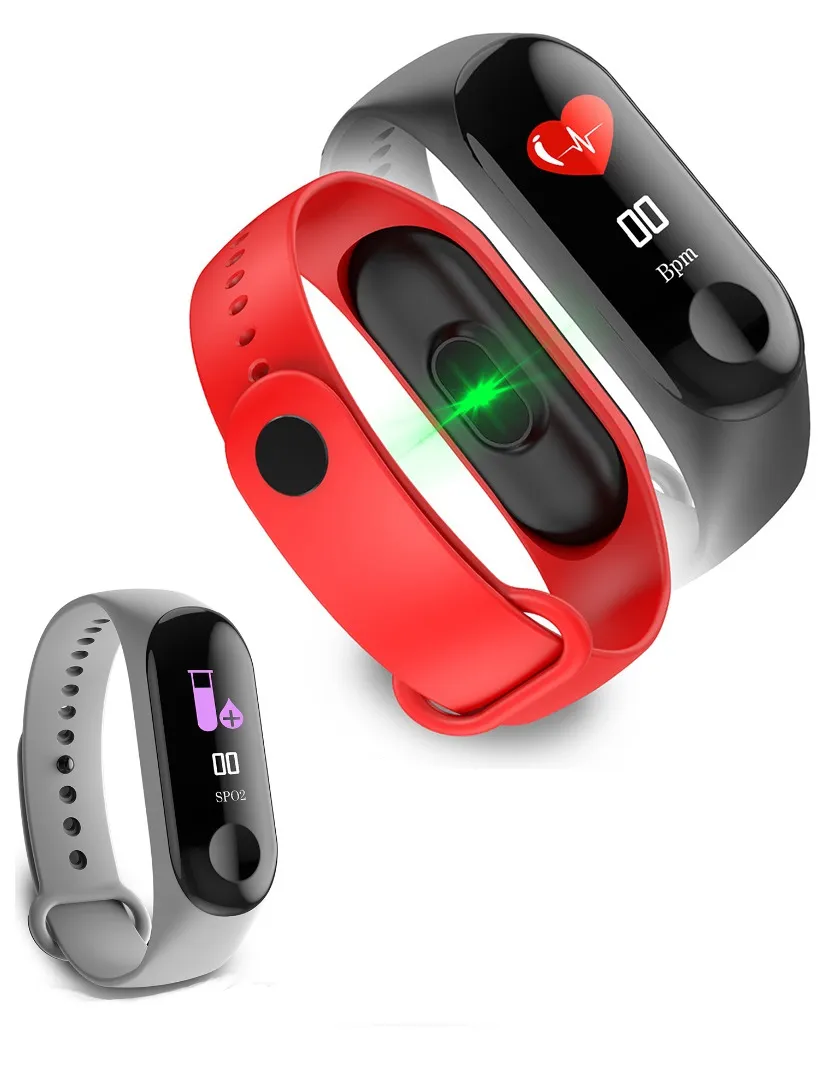 Smart Watch Mężczyźni Kobiety Tętno Monitor Ciśnienie krwi Fitness Tracker SmartWatch Sport Smart MI Band 3 dla iOS Android