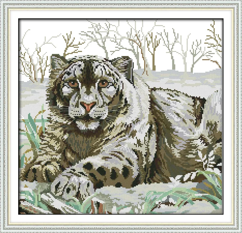 Tygrys w śniegu Zima Home Decor Malarstwo, Handmade Cross Stitch Craft Narzędzia Do Haftu Zestawy Robótki Liczono Druk na Płótnie DMC 14CT / 11CT