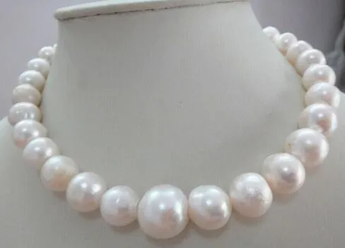 Hot vente nouveau style Grand 12-15mm Mer du Sud Collier véritable perle blanche fine