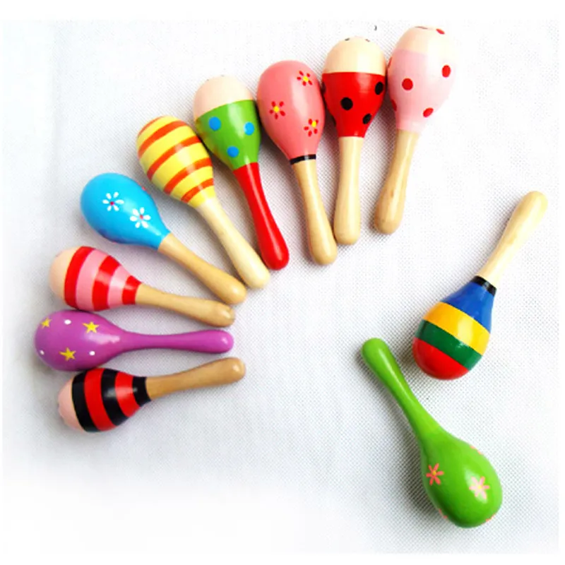 Baby Wood Toy Rattle Kids Cute Rattle Orff Musical Instruments Pedagogiska leksaker 0601862