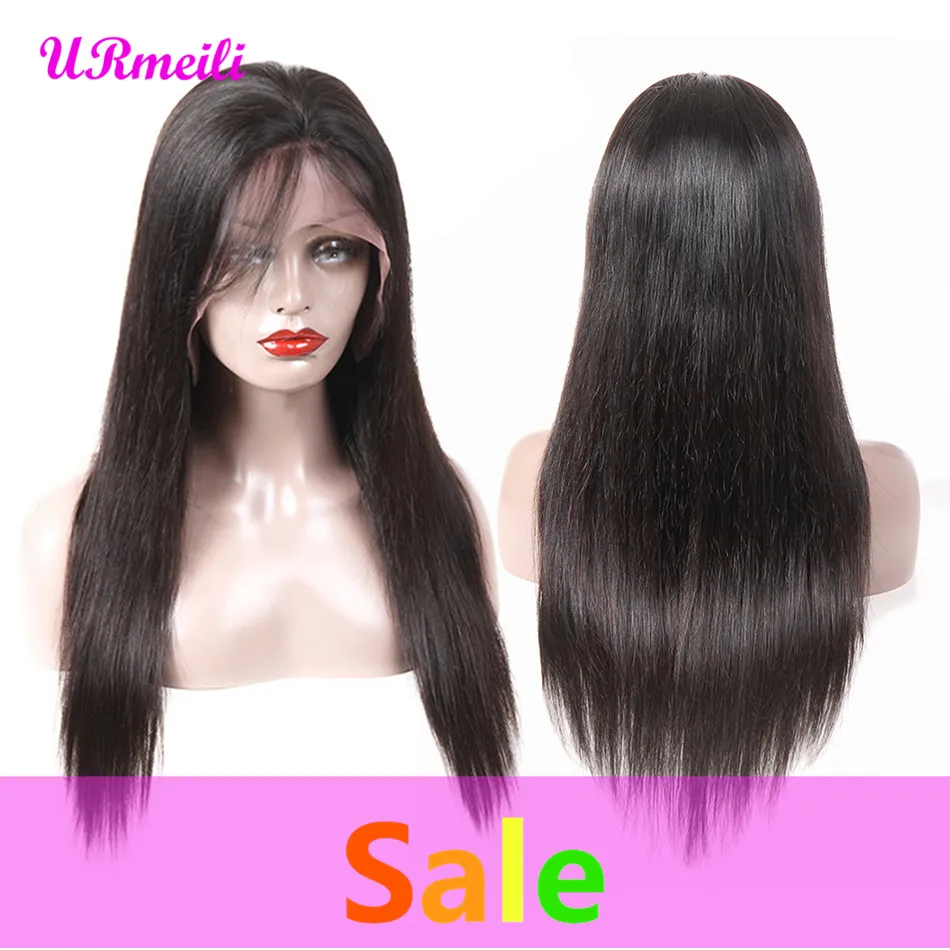 Glueless Human Hair Lace Front Paryk för kvinnor Svart Pre Plocked Brazilian Virgin Remy Rak Hår Lace Wig med Baby Hair Dhgate Perruque