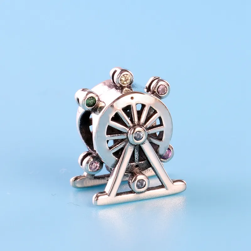 Partihandel-Windmill Charm Pärlor för Pandora 925 Sterling Silver Set CZ Diamond DIY Armband Pärlor med Original Box Semestergåvor