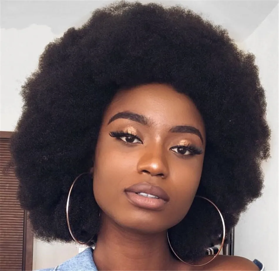 Afro kinky krullende pruiken voor vrouwen vooraf geplukte Braziliaanse menselijke haarpruiken 8 inch korte kanten voorpruik