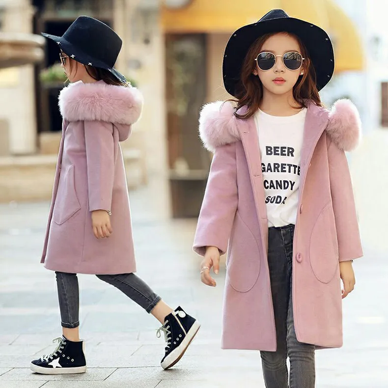 2018-Girls-Fashion-Thickening-Large-Fur-Collar-Wool-Coat-Jacket (2)