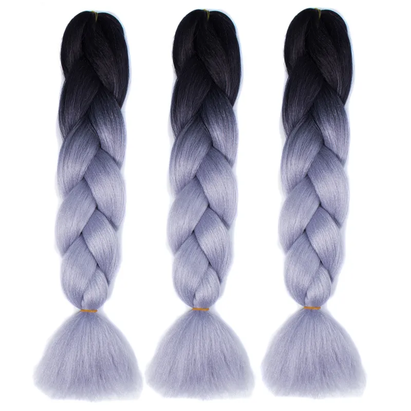 Ombre Xpression Tressage Cheveux Deux Tons Crochet Tresses Extensions de Cheveux Synthétiques 24 Pouces Boîte Tresse 100% Kanekalon Tressage Cheveux