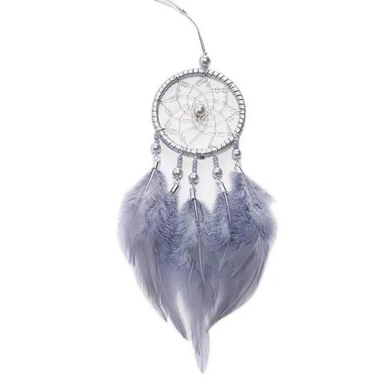 Mini Dream Catcher Hollow Wind Chimes Auto Opknoping Decoratie Handgemaakte met Feather Kant Dreamcatcher Bead Party Ornament GA720