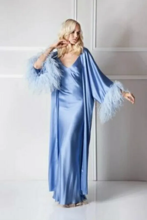 Luxury Feather Kimono Robe Set For Women Perfect For Sleepwear