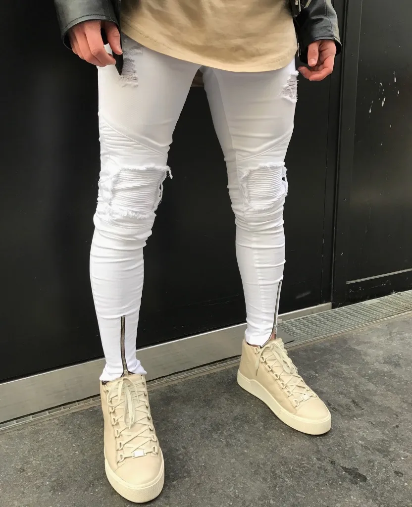 Jean blanc a trou top