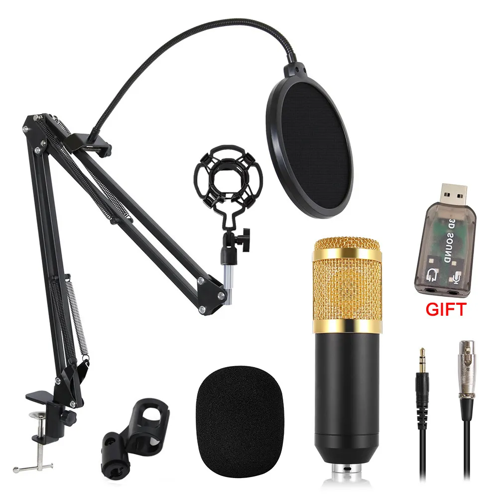 BM 800 Microfoon voor Computer Wired Studio Condensator Karaoke Mic BM800 en POP Filter NB 35 Holderarm voor Phantom Power