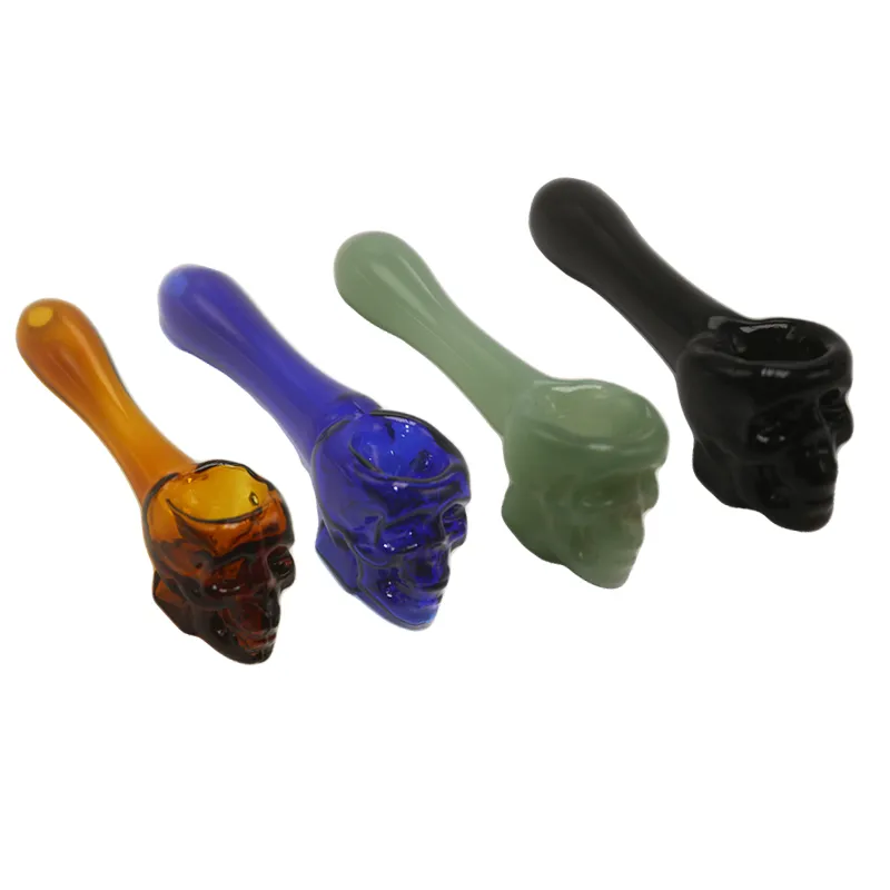 Paladin886 Y068 Colorful Smoking Pipes About 4 Inches Length Tobacco Dry Herb Skull Spoon Glass Hand Pipe