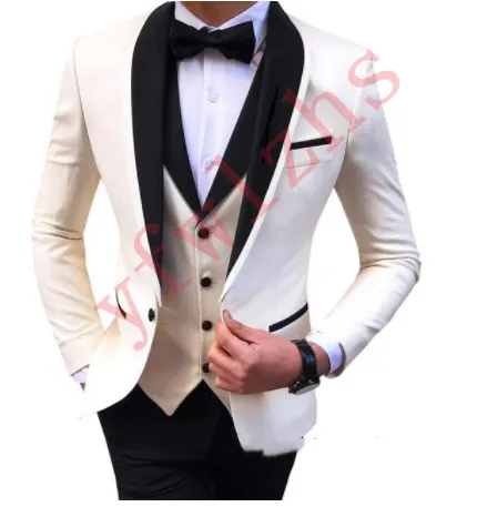 Più nuovo One Button Groomsmen Scialle Risvolto Smoking dello sposo da sposa Abiti da uomo Matrimonio / Ballo / Cena Blazer da uomo migliore (giacca + cravatta + gilet + pantaloni) 918