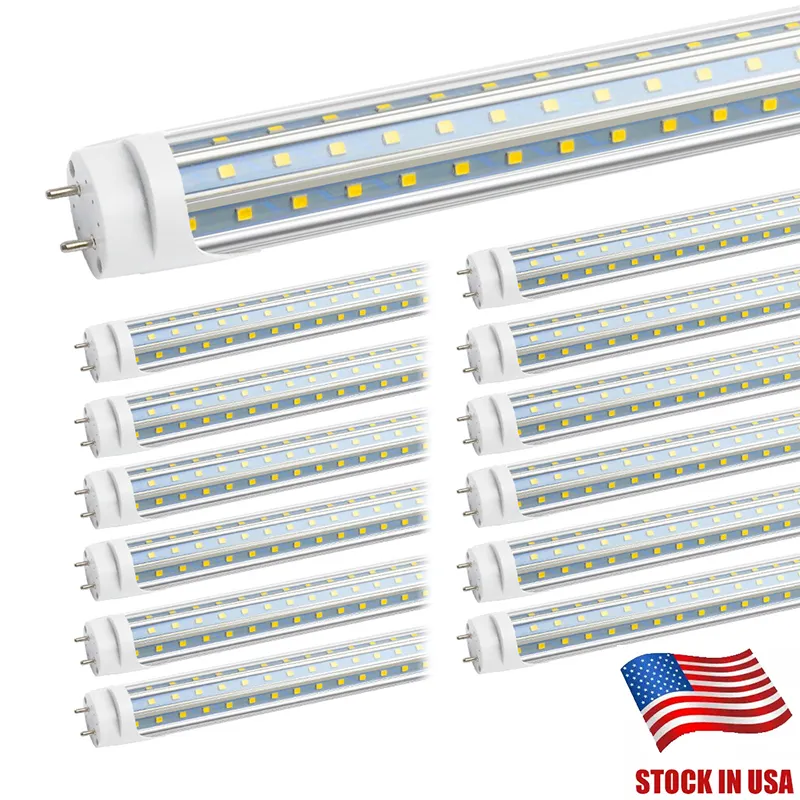 25st-T8 LED-ljusrör 4ft 60W LED-rörlampor D-formade trippelsidor 3 rader LED-ersättningslampor för 4 fot lysrör fixtur