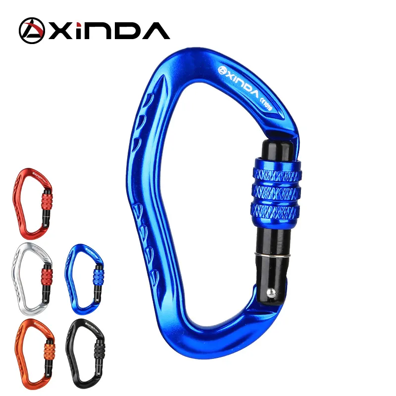 Xinda Outdoor Rock Climbing Carabiner 22KN Säkerhetslås Aluminiumlegering Vårbelastad grindspänne Överlevande skyddsutrustning