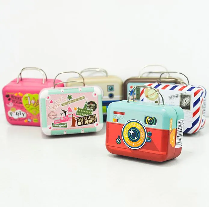 360pcs 75*35*55mm Small Tin Vintage Party Rectangle Handbag Suitcase Luggage Shaped Candy Box Wedding Favor Gift Boxes SN1997