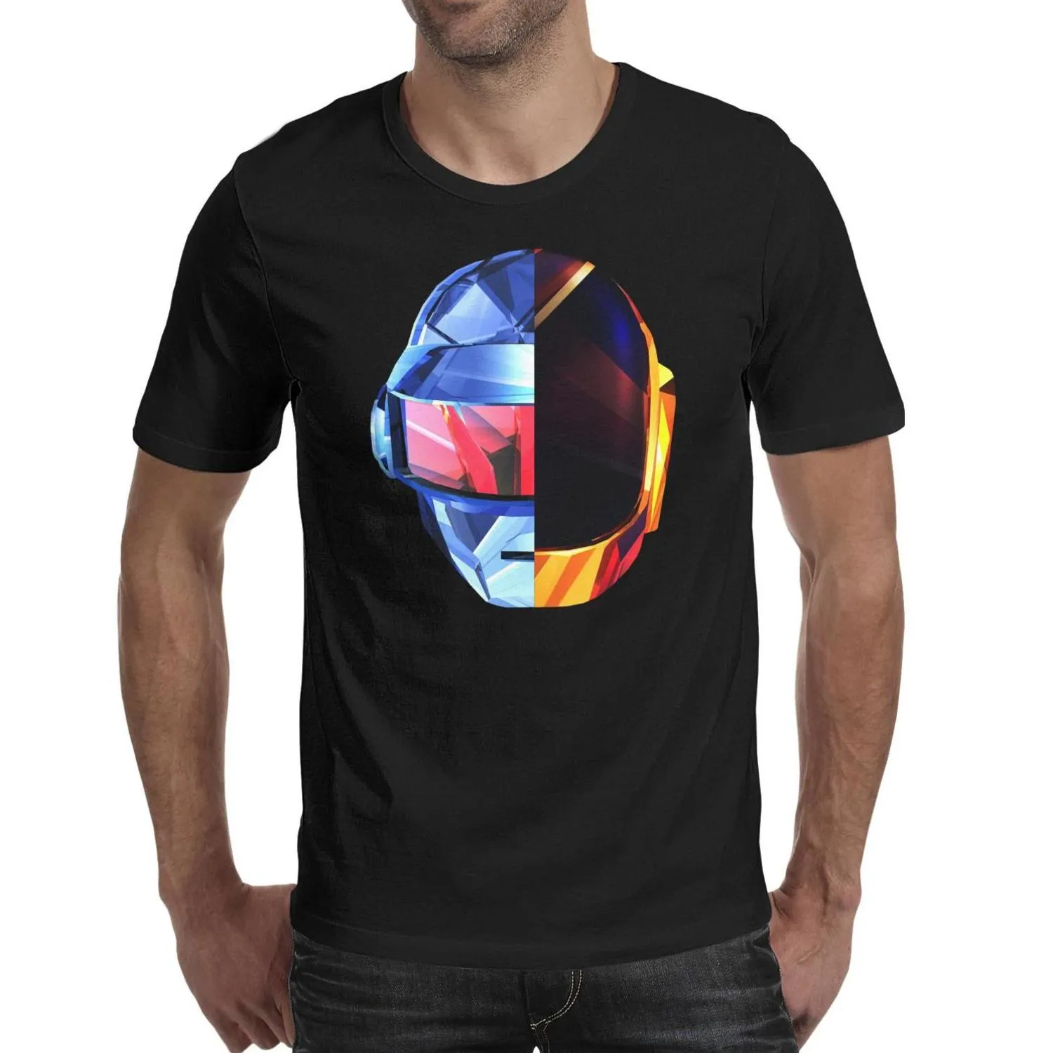 Casual alta calidad casco de Daft Punk Diseño 100 %% algodón de corta camiseta