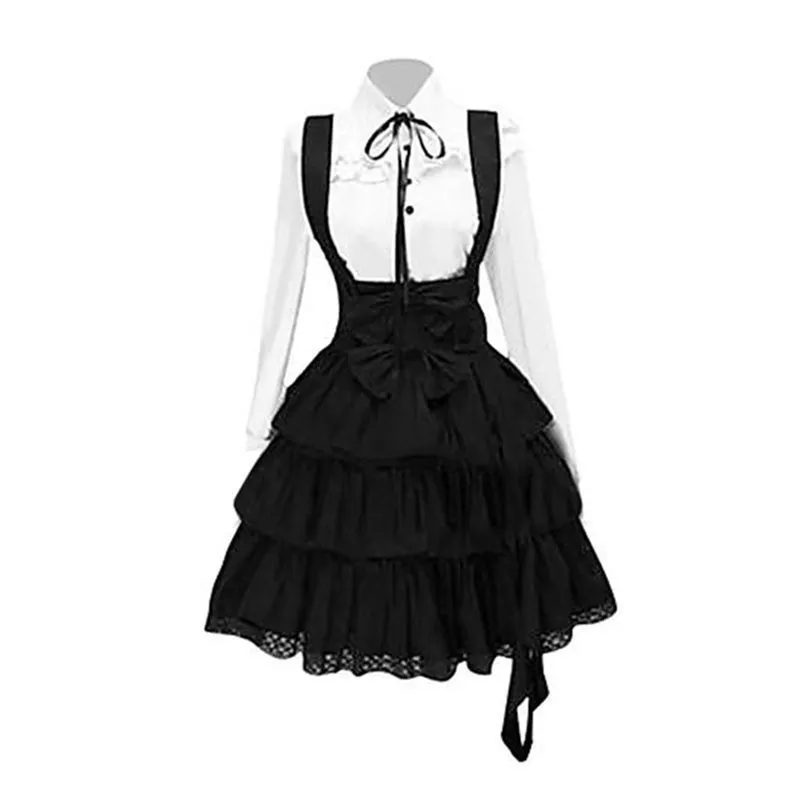 Vintage Elegant Party Gothic Summer Women Lolita Klänningar Stor Storlek Chic Ruffles Lace Up Bowknot Retro Princess Kvinna Goth Dress T5190614