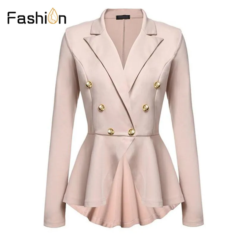 Trajes de mujer Blazers 2021 Moda Slim Fit Mujeres Blazer Chaquetas Mujeres Blanco Oficina Oficina Dama Chaqueta elegante Femenina Bot n S lido PLUS S