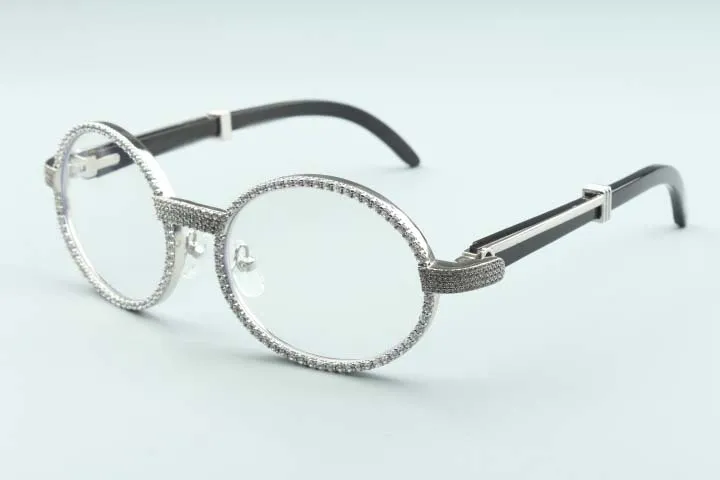 Vendite dirette in fabbrica in occhiali con diamanti in corno nero naturale 7550178-B5 Cornice per specchio con diamanti avvolta full frame di alta qualità