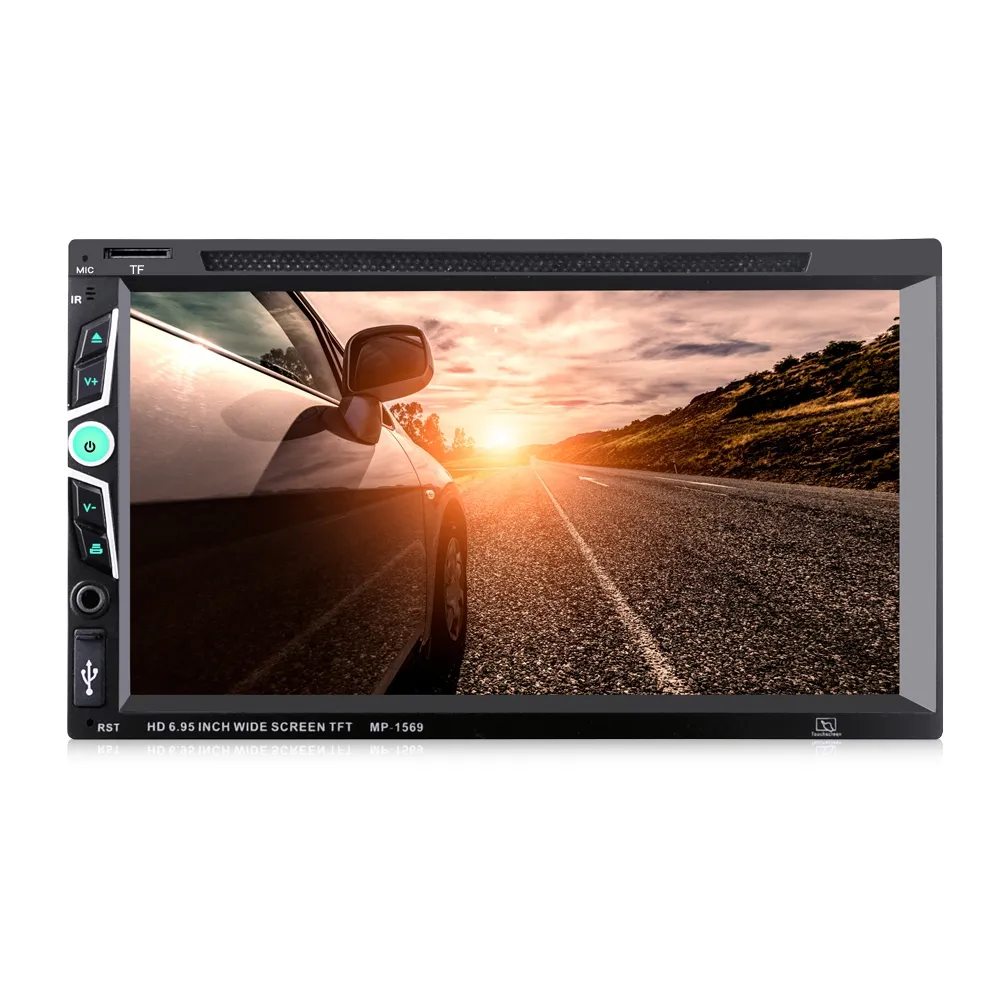 MP1569 Lettore CD DVD stereo per auto Bluetooth da 6,95 pollici 2 Din con touch screen TFT HD Supporta chiamate in vivavoce / DVD per auto con scheda TF da 32 GB