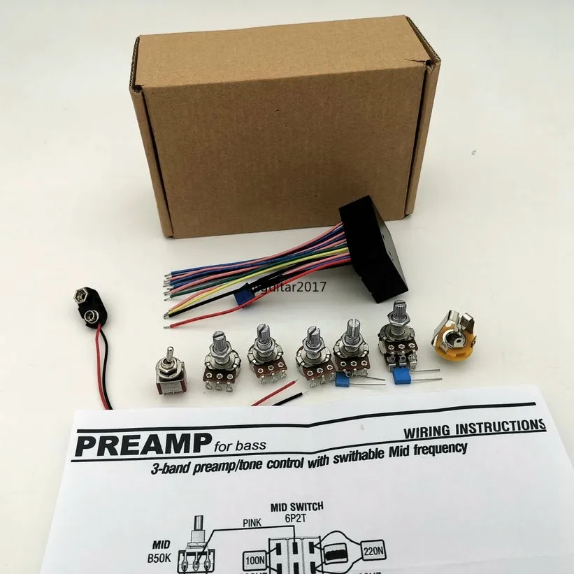 Égalisation de luxe à 3 bandes Câblage de préampli actif pour basse électrique Pièces de guitare basse Ligne active de scène avant intégrée