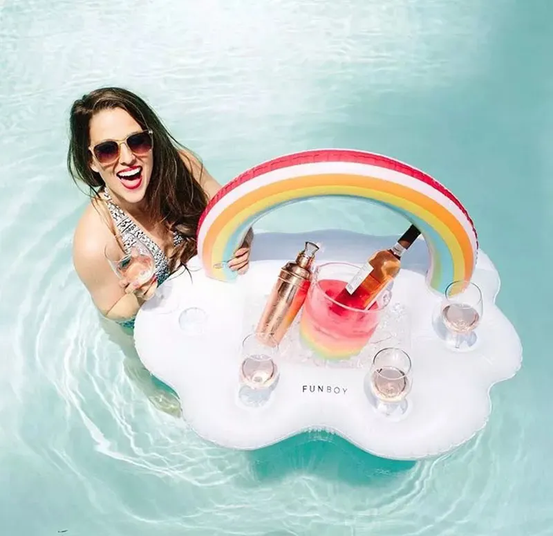 SAVITA 14pcs Porte-Gobelets Gonflables avec 1 Pompe à Air Mignon Flotteurs pour Piscine d'Été Décorations de Fête Jouets Amuspour Enfants