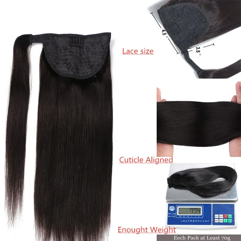 Pieza Cola de Caballo Clips de cola de caballo en/en 100% extensión de cabello humano cabello liso 100g una pieza