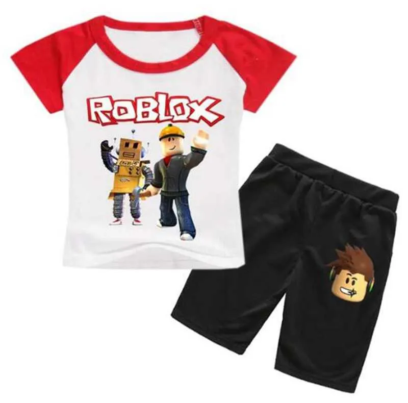 2-12y Conjuntos Roblox Pantalones Cortos + 2 unids Traje Camisetas Niños Niño