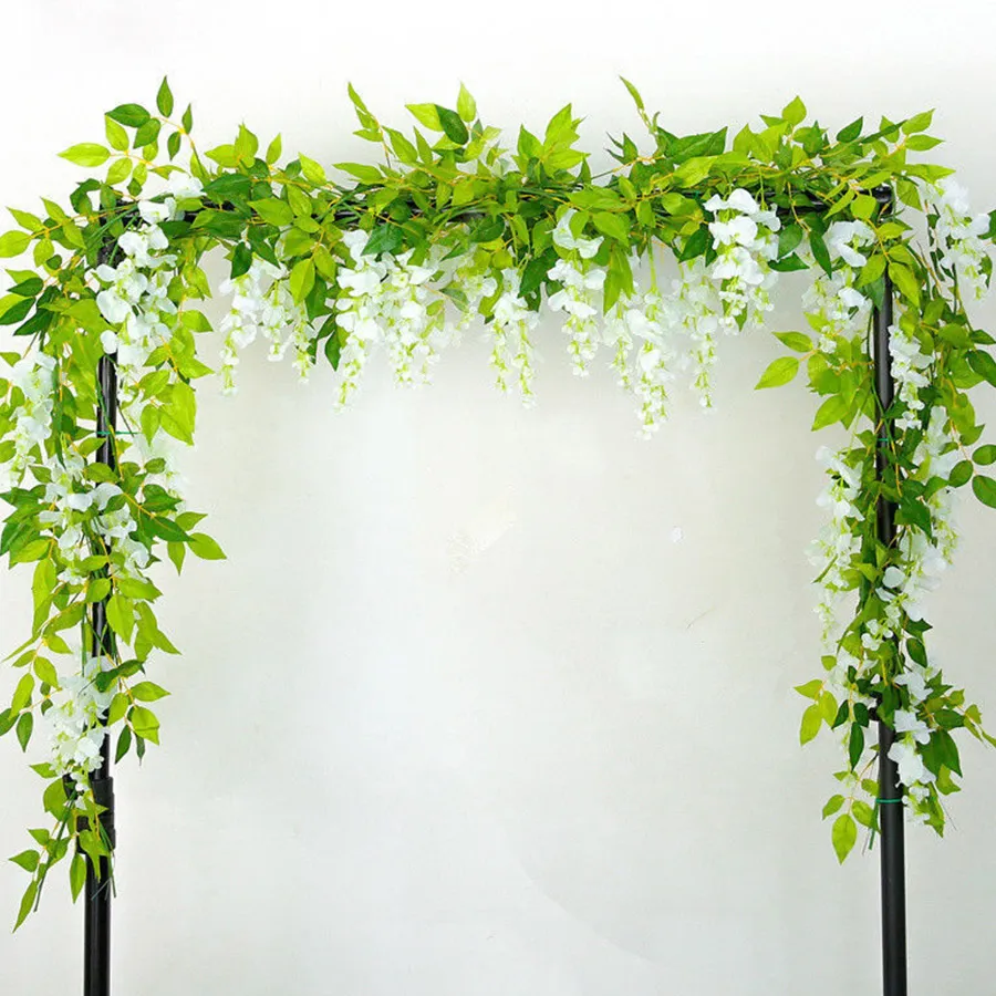 Artificial White Flower Fake Hanging Fake Vine Plants Leaves