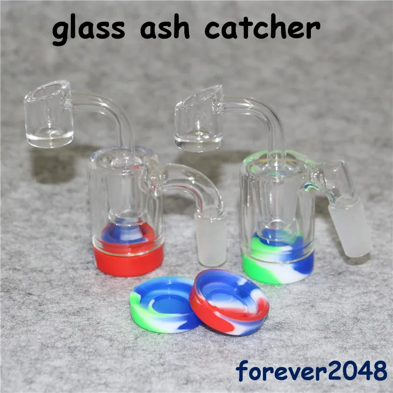 2inch Glass Ash Catchers Silicone Container Reclaimer with 14mm Thick Pyrex Ashcatcher Bong Water Pipes quartz bangers
