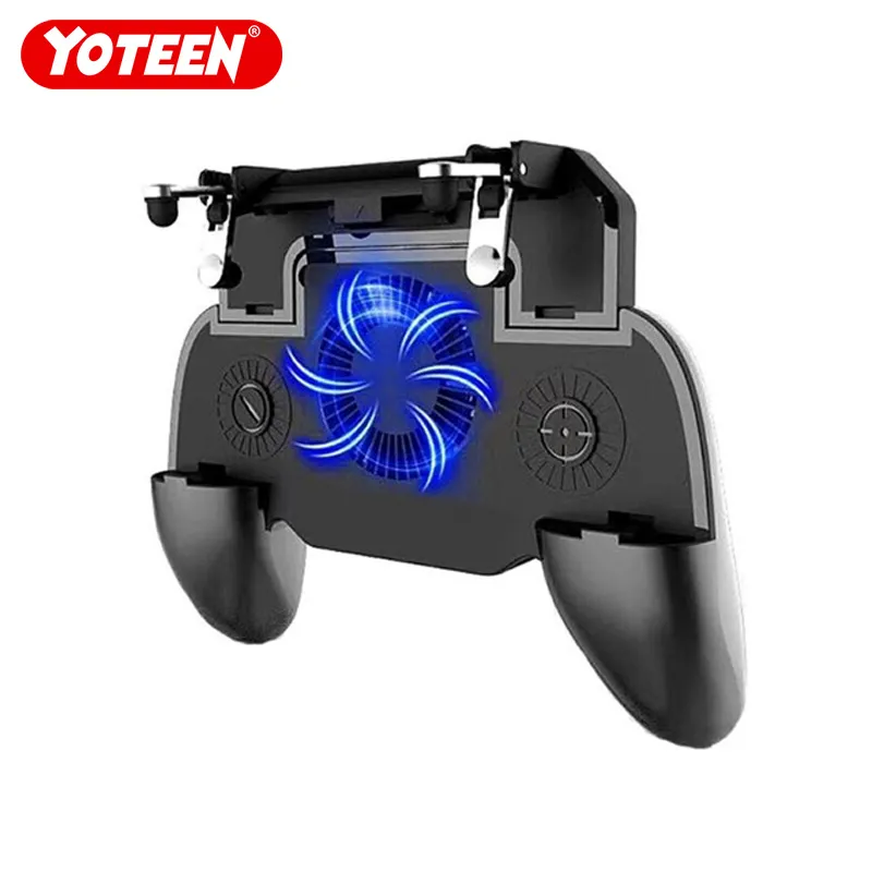 Yoteen Mobile Game Controller Grip Cooling Fan Extended Handle with Trigger Joystick for iOS Android PUBG Shooting Game