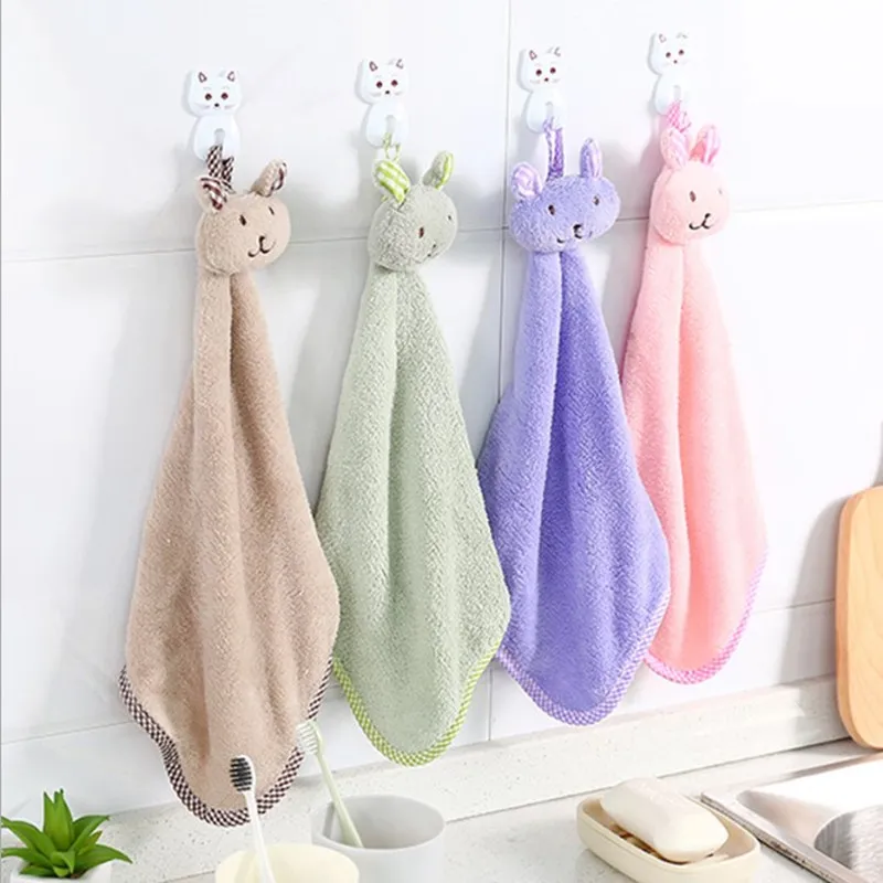 Coral Velvet Hand Towel Hanging Type Dish Cloths Rag Cleaning Tools for  Home Supplies Kitchen Bathroom Absorbent Terry Towels