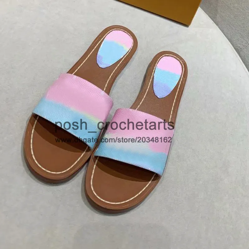 Fashion Designer Summer Slides for Sale Tie Dye Print Sandals Slides with Box Designer`s Pastel Sandals for Sale