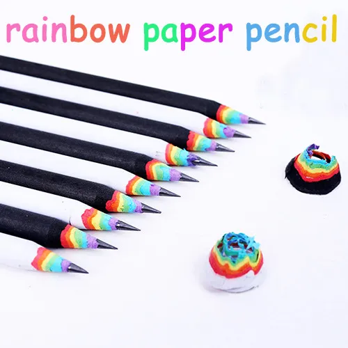 kawaii pencil lot rainbow pencil for kids environmental paper school pencils writing graphite pencil colored wholesale