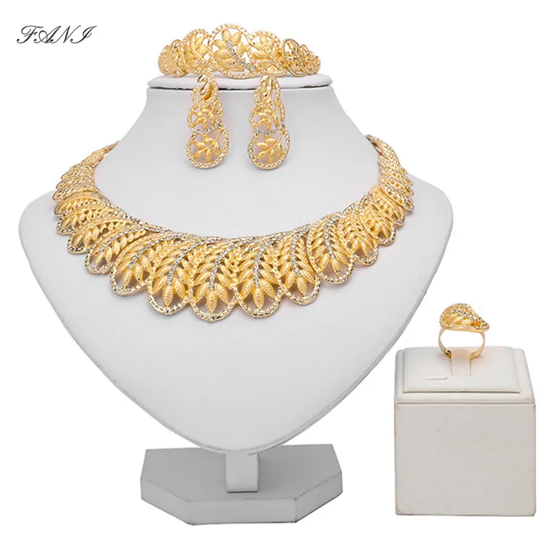 Fani Dubai Goldschmuck-Sets Großhandel italienische Brautschmuck-Sets für Frauen Mode-Statement-Set Marke